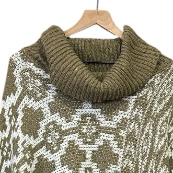 HYFVE Patterned Cowl Neck Sweater in Olive Women’s Size Large - Picture 12 of 12